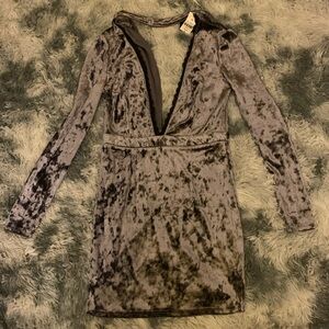 Dark Lavender/Dark Gray Velvet Sexy Dress